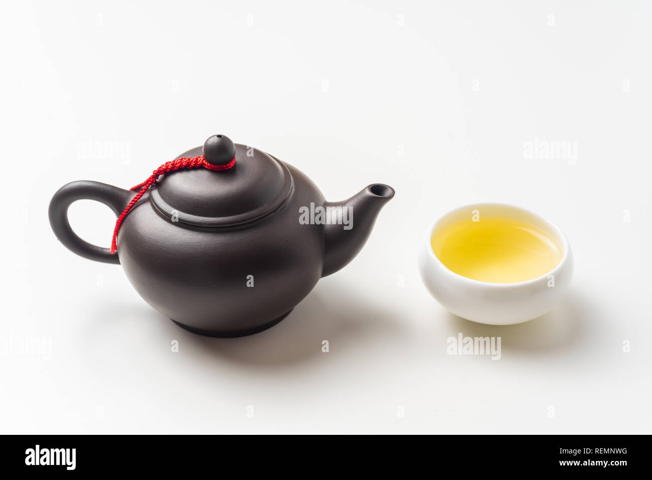 Asia culture and design concept - fresh taiwan oolong tea and teapot Stock Photo