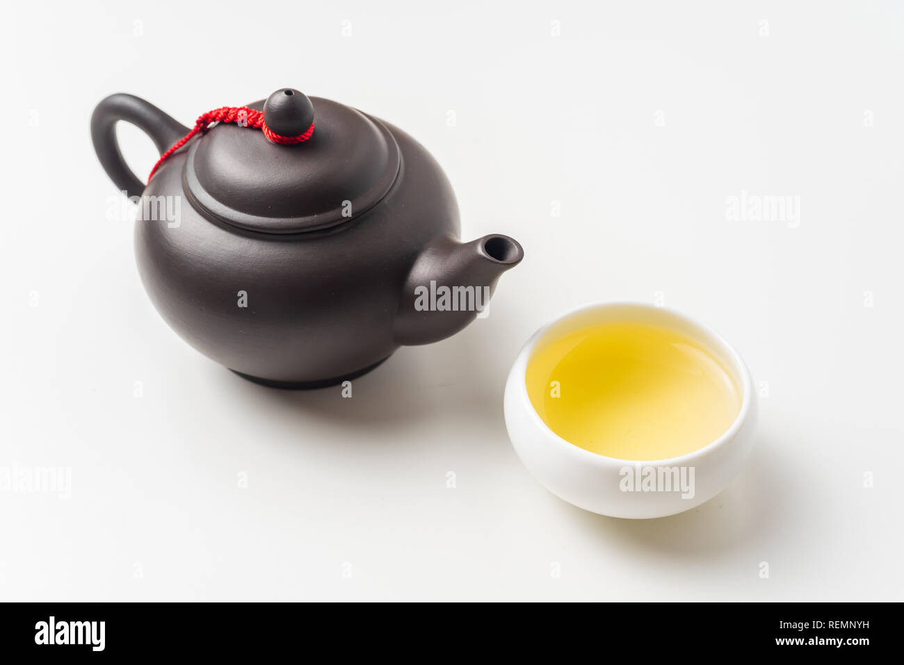 Asia culture and design concept - fresh taiwan oolong tea and teapot Stock Photo