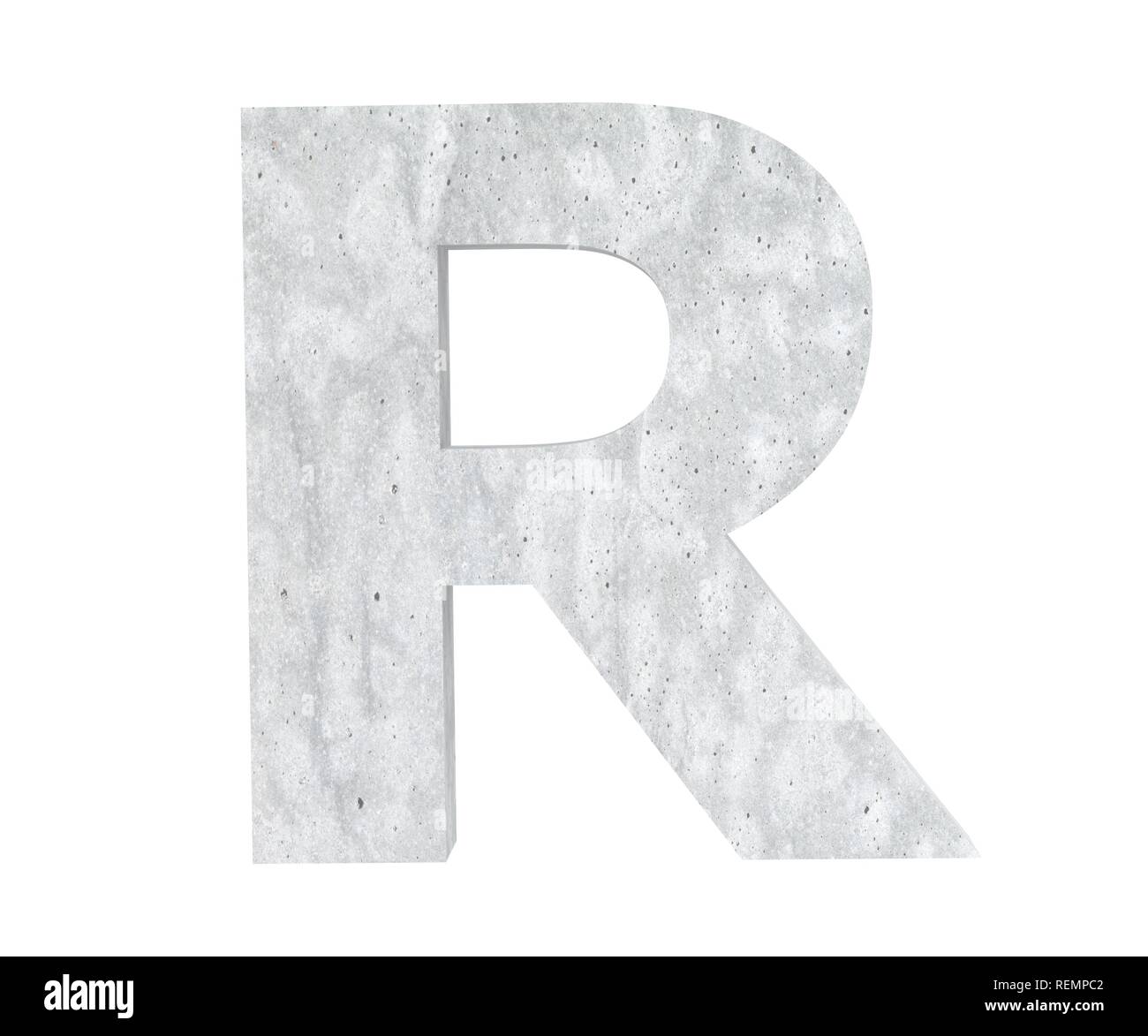 Concrete Capital Letter - R isolated on white background. 3D render ...