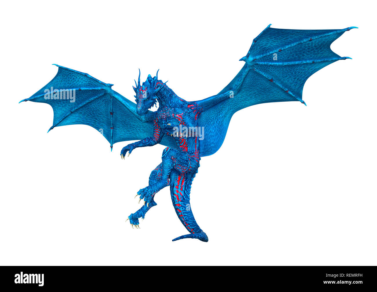 3D rendering of a blue fantasy dragon isolated on white background ...