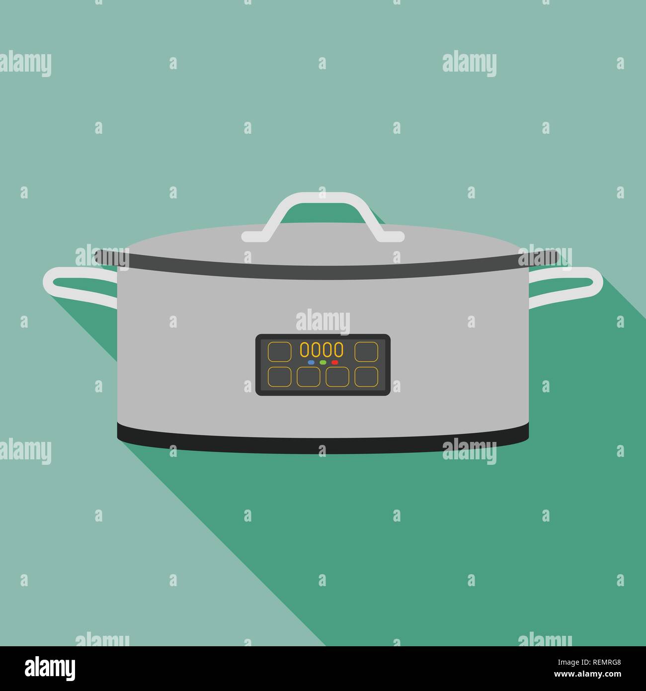 Metal cooker icon, flat style Stock Vector