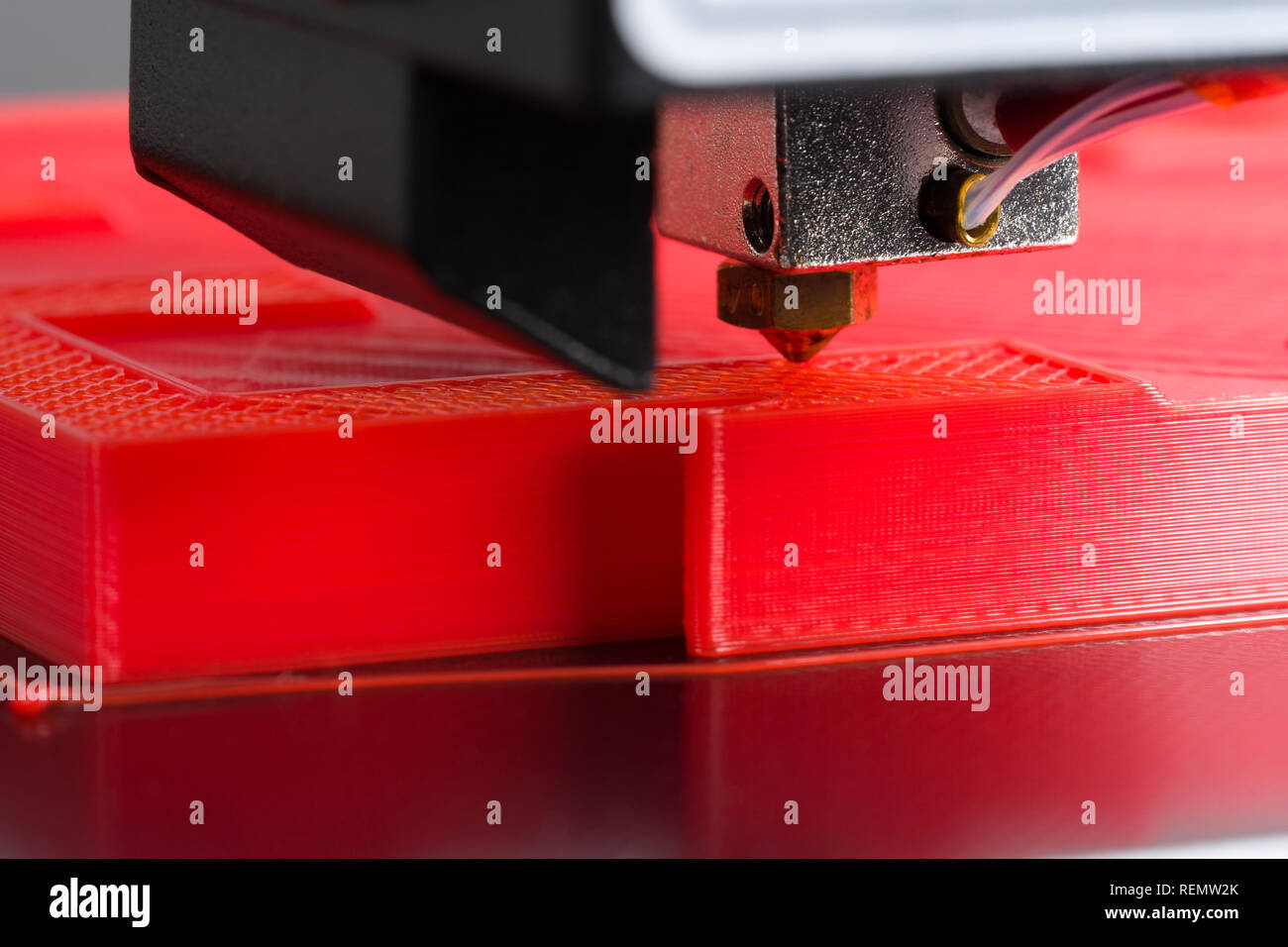 3D printer close-up during printing Stock Photo