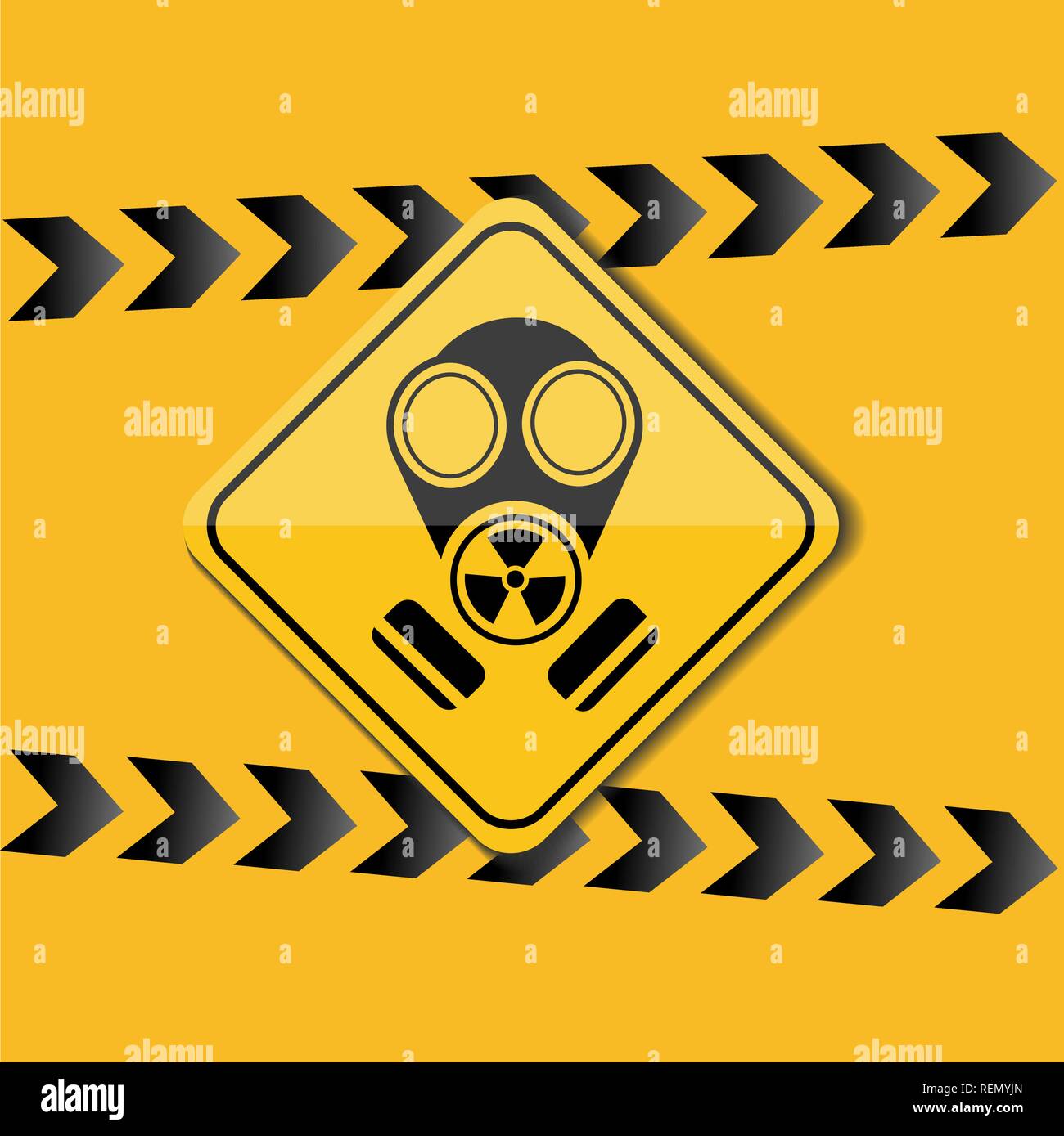 Download Sign With The Image Of A Gas Mask A Warning On A Yellow Background Stock Vector Image Art Alamy PSD Mockup Templates