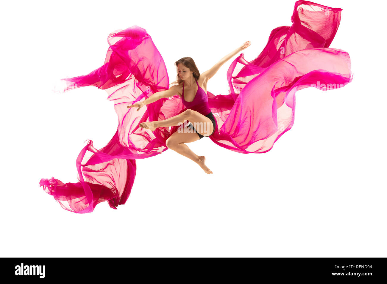 Graceful Ballet Dancer Or Classic Ballerina Dancing Isolated On White Studio Woman Dancing With Pink Silk Cloth The Dance Performer Flexibility Elegance Performance Grace Artist Contemporary Concept Stock Photo Alamy