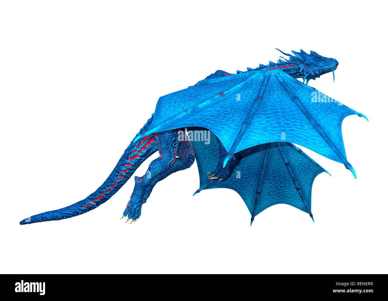 3D rendering of a blue fantasy dragon isolated on white background ...