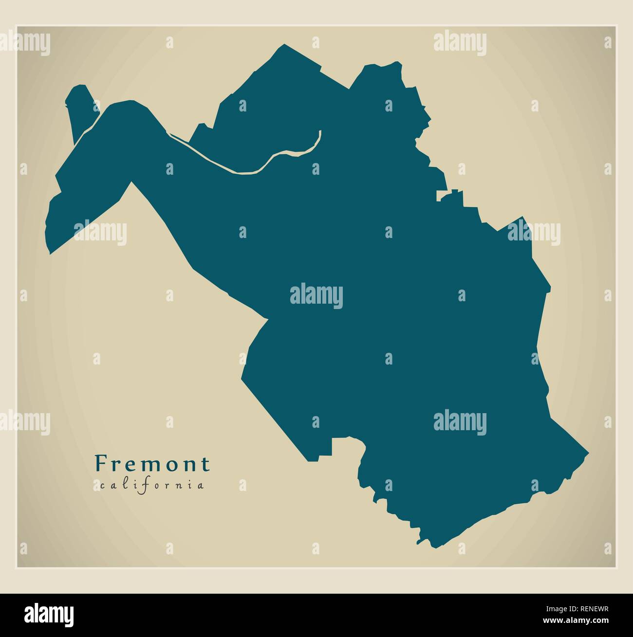 Modern City Map - Fremont California city of the USA Stock Vector