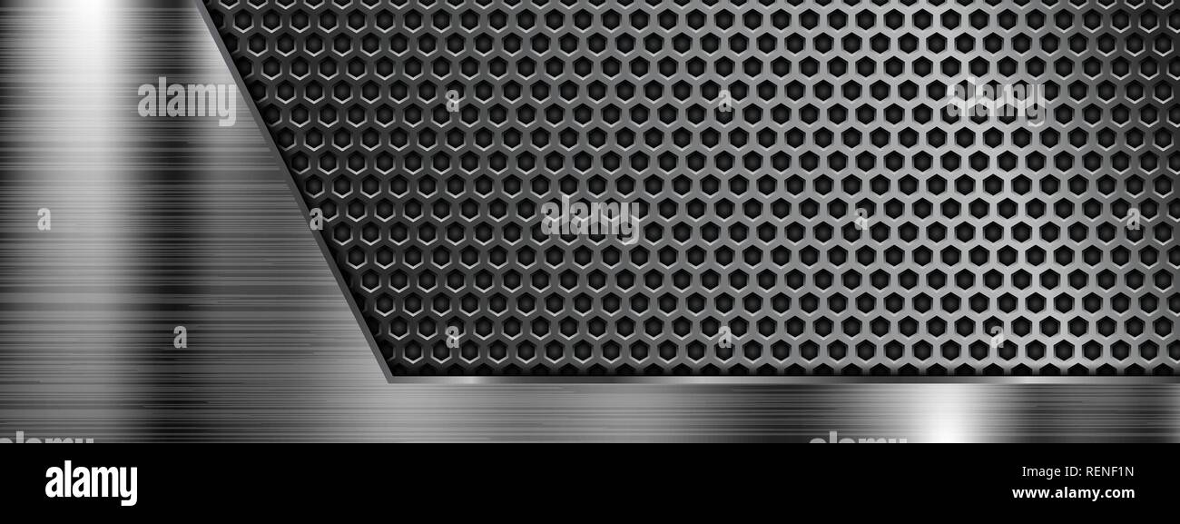 Metal 3d background with perforation Stock Vector