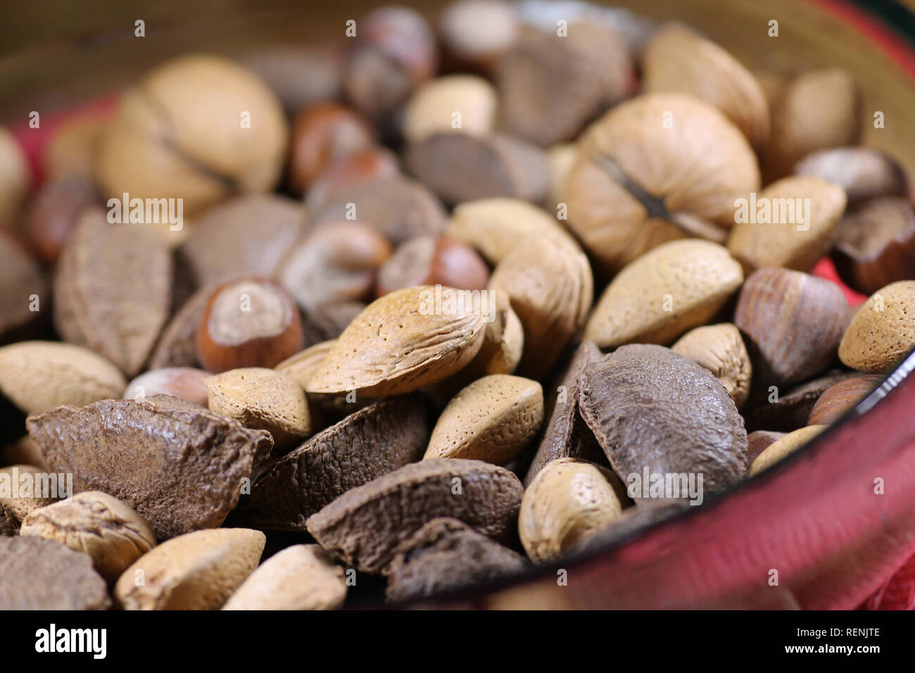 Assorted nuts in a bowl Stock Photo