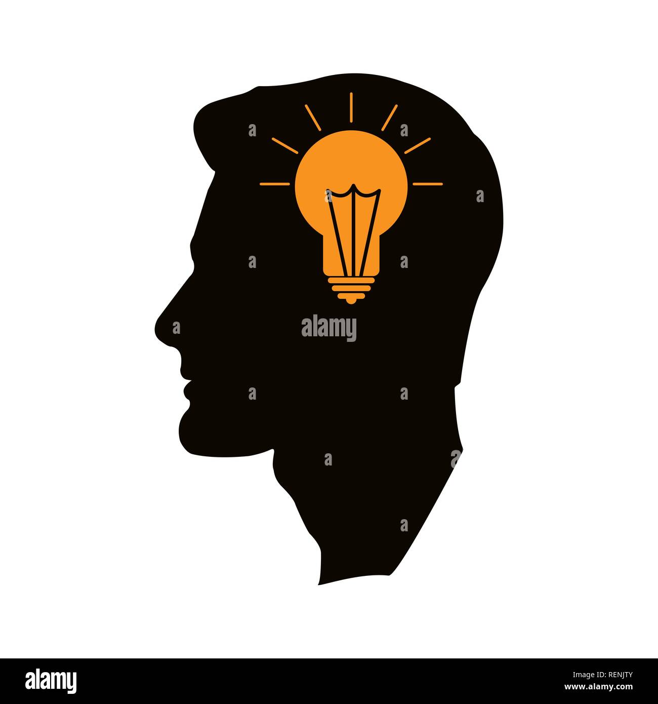 Silhouette of a man and a glowing light bulb Stock Vector Image & Art ...