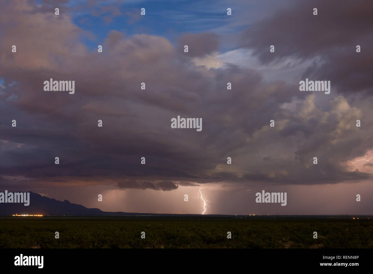 Moonlit Thunderstorm in Southern New Mexico Stock Photo - Alamy