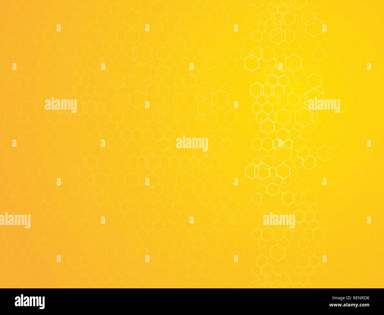 hexagonal outline abstract yellow background Stock Vector