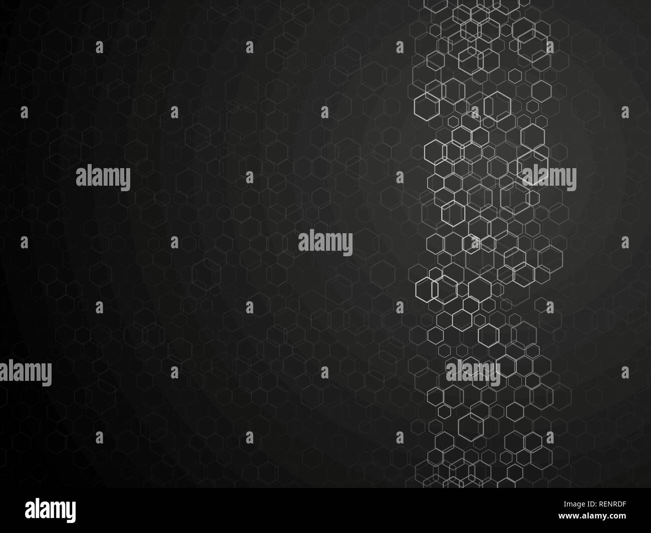 hexagonal outline abstract dark background Stock Vector