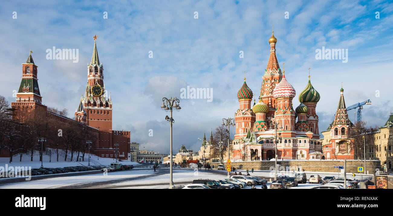 View of the Kremlin in Moscow, Russia. Day 15 January 2019 Stock Photo