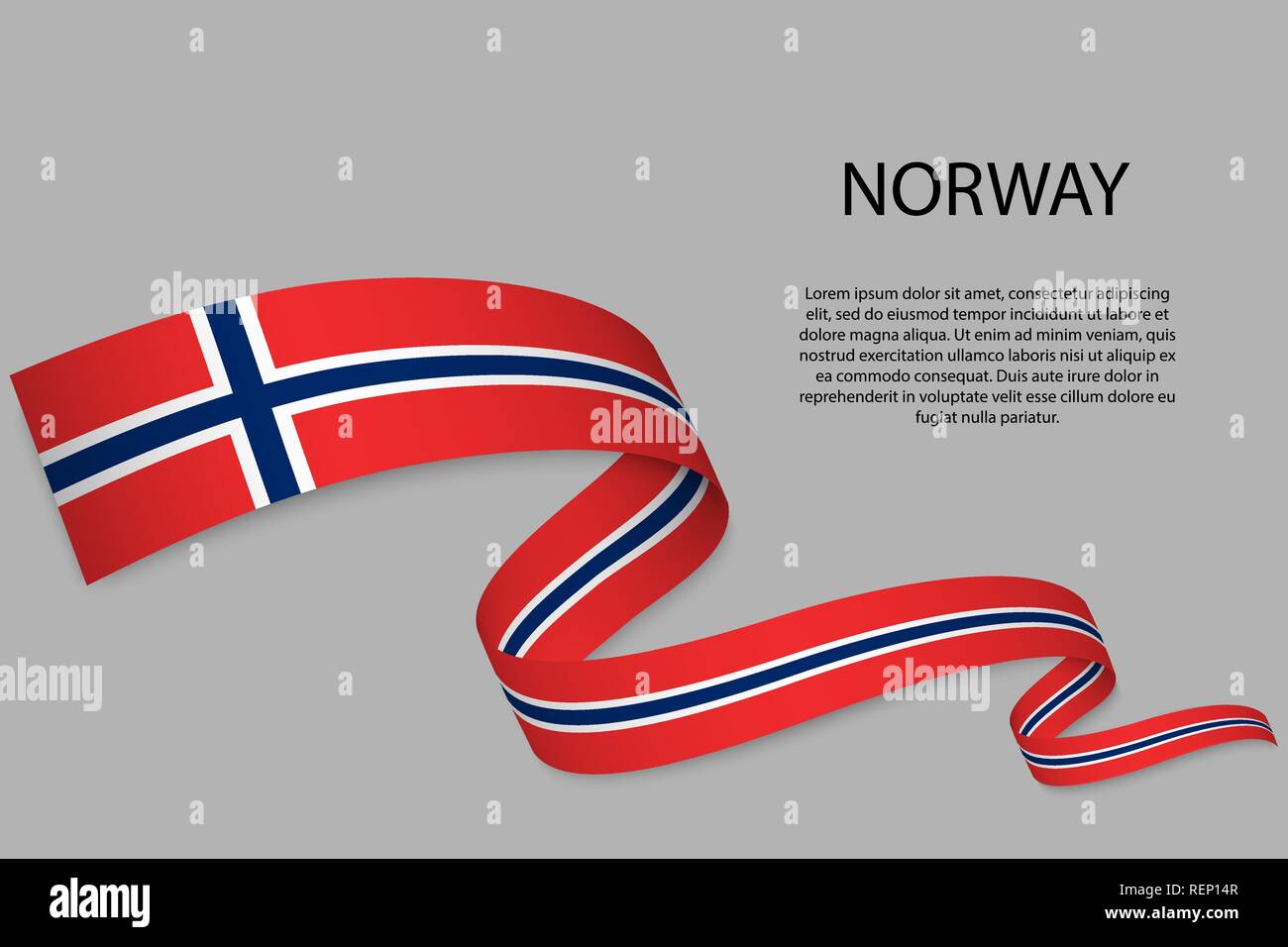 Waving ribbon or banner with flag of Norway. Template for independence ...