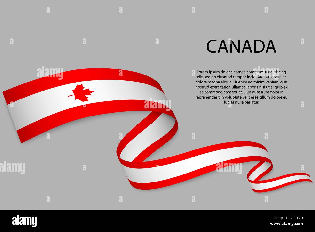 Waving Ribbon Or Banner With Flag Of Canada Template For