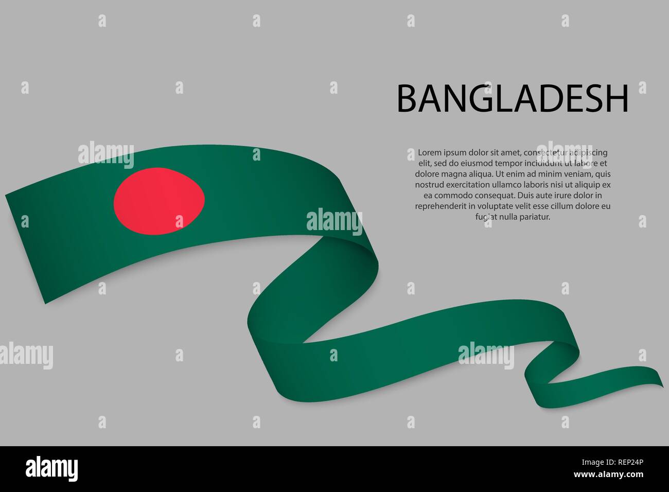 Waving Ribbon Or Banner With Flag Of Bangladesh Template For