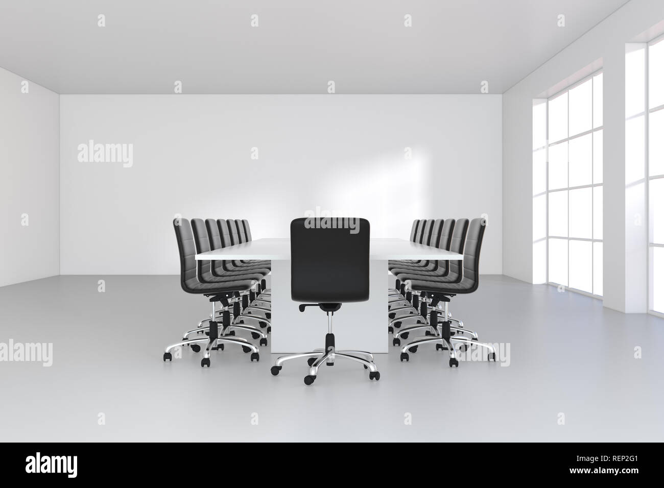 Download Modern Simple Office Interior With Glass Window Blank Wall With Copy Space Mock Up 3d Rendering Stock Photo Alamy