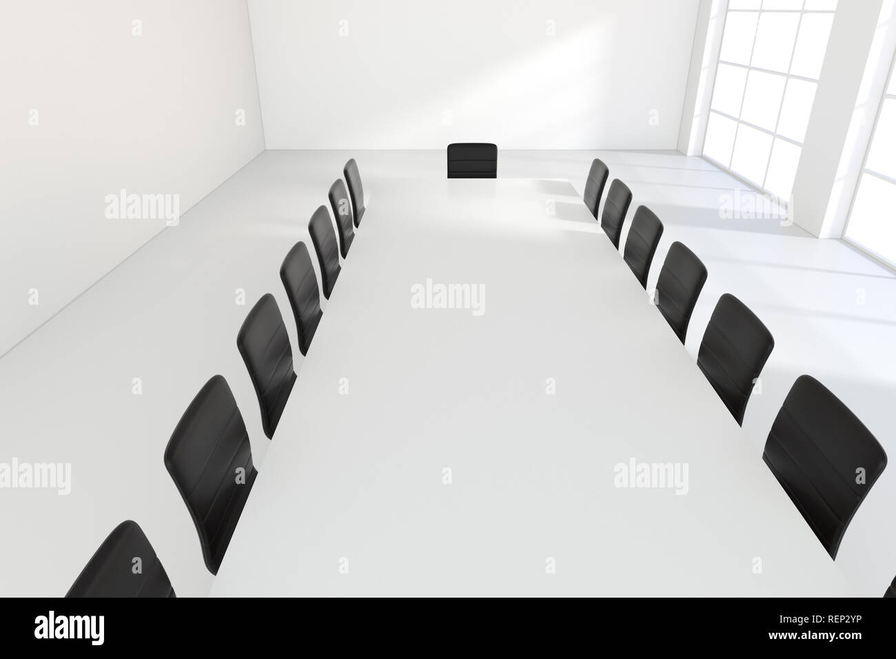 Close of up table with equipment in conference room. 3D Rendering Stock ...