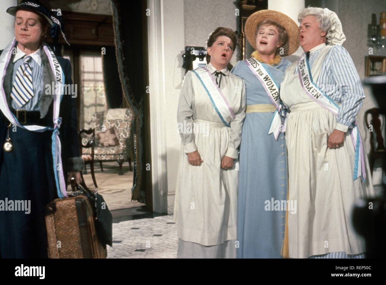 Mary Poppins  Year : 1964  USA Director : Robert Stevenson Elsa Lanchester, Reta Shaw  Glynis Johns, Hermione Baddeley Stock Photo