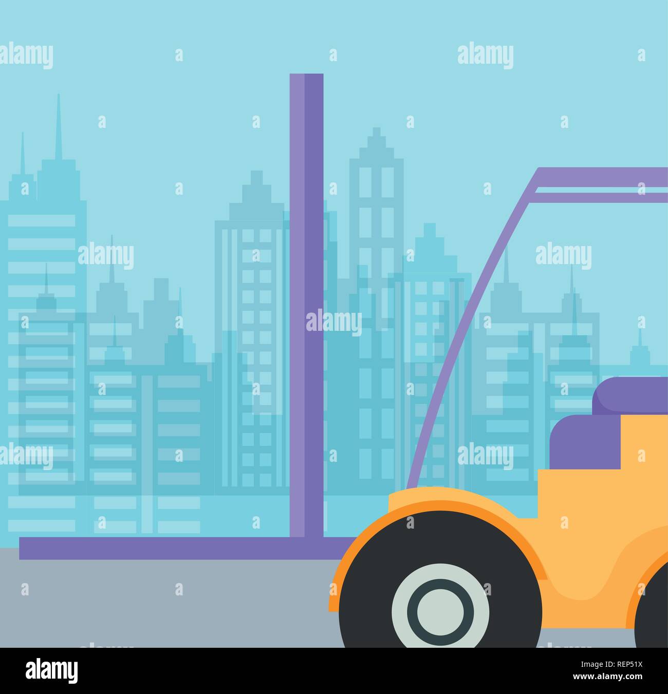 Lift truck icon Over blue background, vector illustration Stock Vector