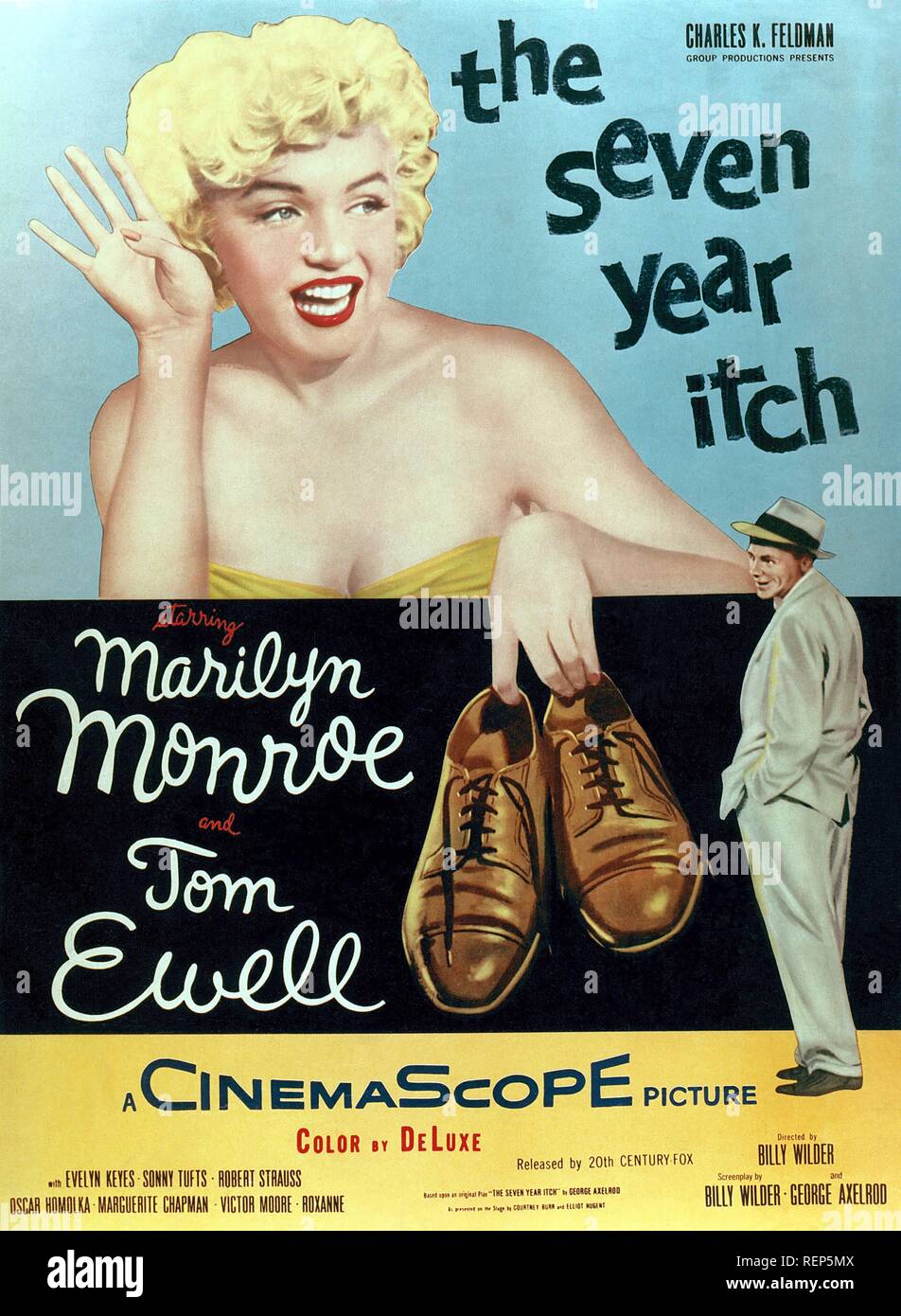 The Seven Year Itch Year : 1955 USA Director : Billy Wilder Tom Ewell , Marilyn Monroe Poster (USA) Stock Photo