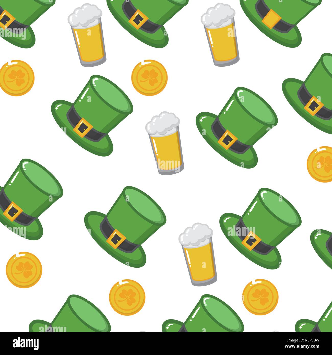 background hat beer coins happy st patricks day vector illustration ...