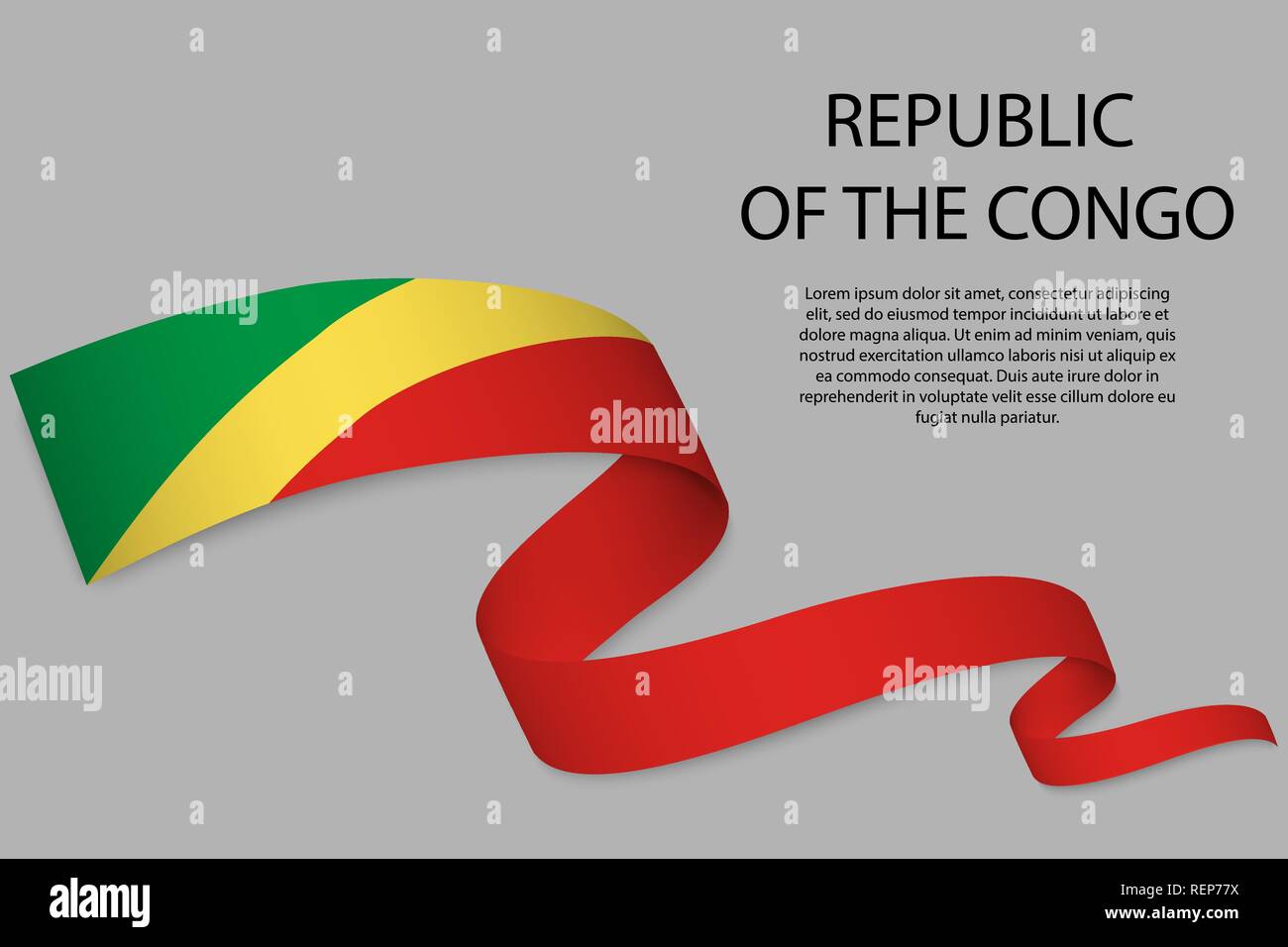 Waving ribbon or banner with flag of Republic of the Congo. Template ...