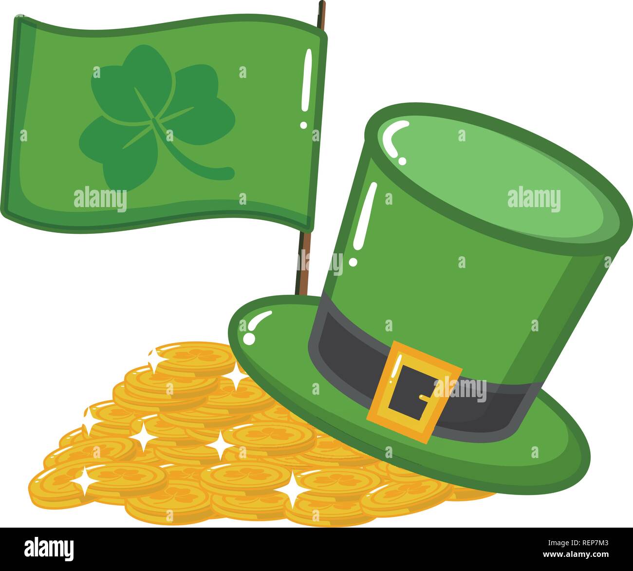 hat flag and coins happy st patricks day vector illustration Stock ...