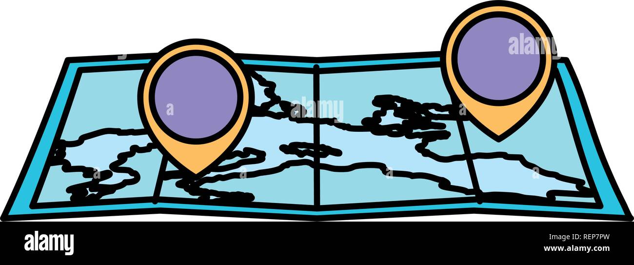 map with location pins Over white background, vector illustration Stock Vector