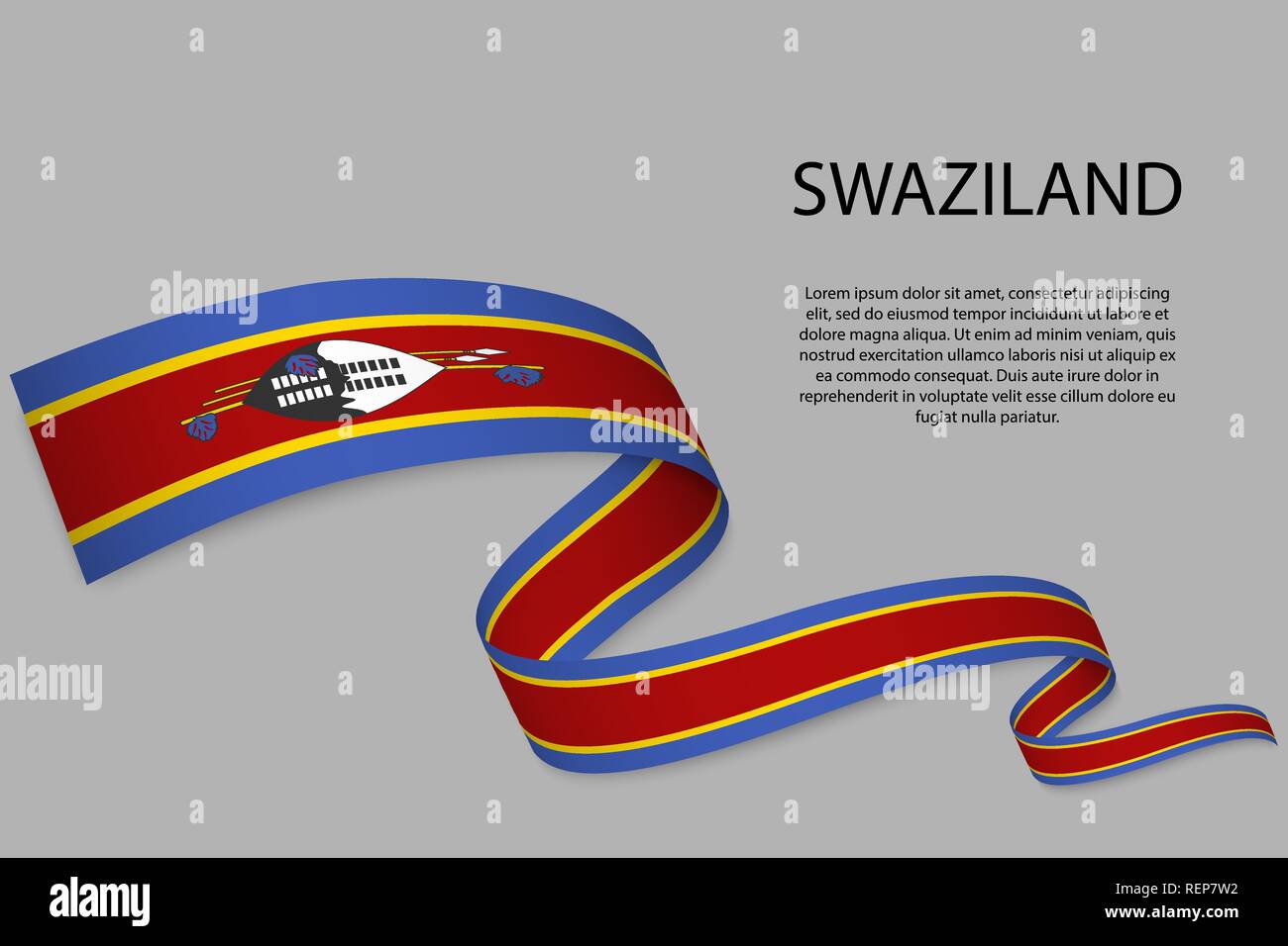 Waving ribbon or banner with flag of Swaziland. Template for ...
