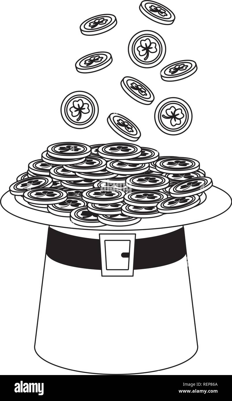 filled hat with coins happy st patricks day vector illustration Stock ...