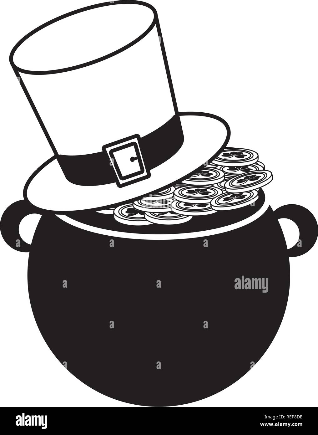 cauldron coins hat happy st patricks day vector illustration Stock ...
