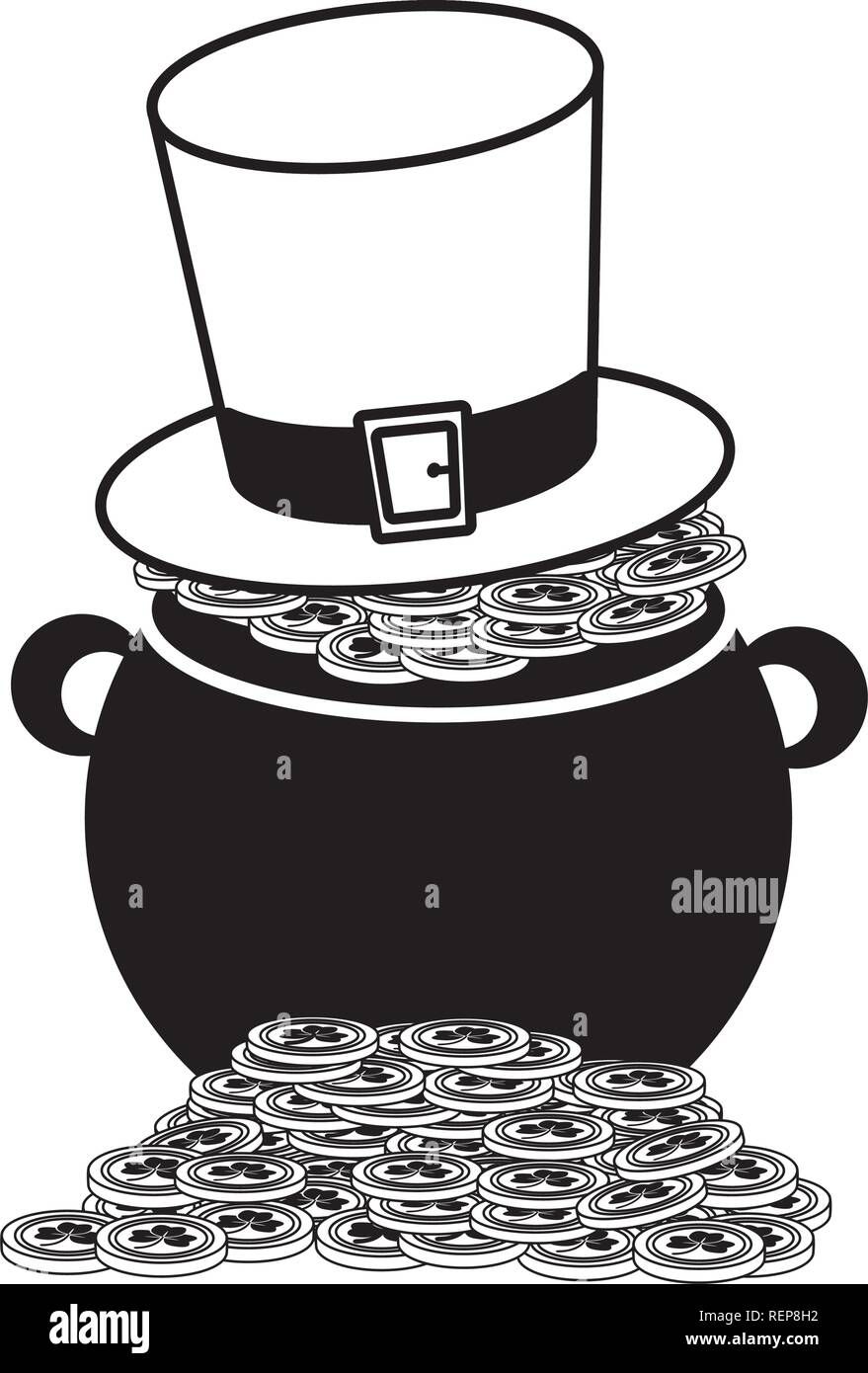 cauldron coins hat happy st patricks day vector illustration Stock ...