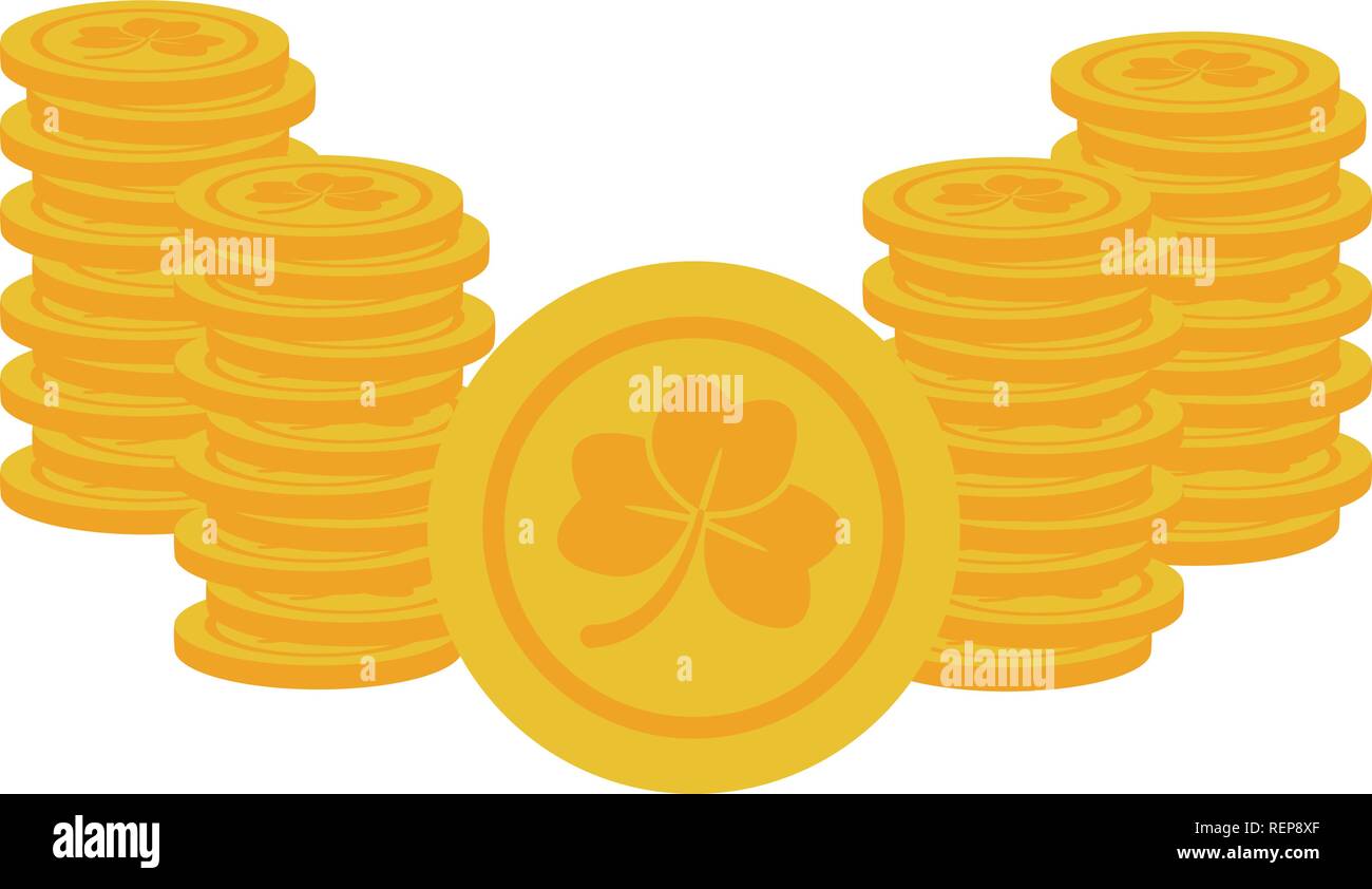 coins clover happy st patricks day vector illustration Stock Vector ...