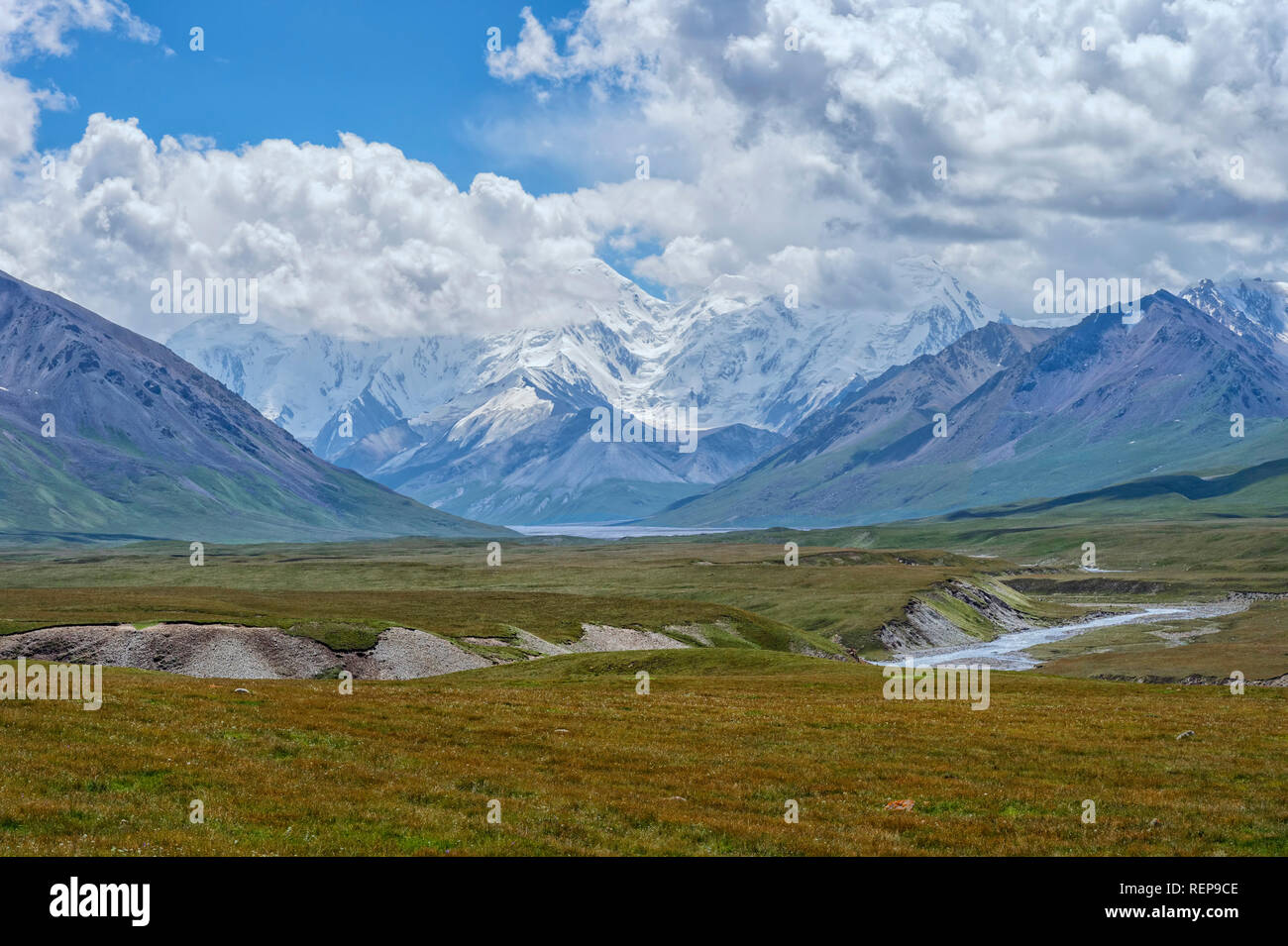River in the Sary Jaz valley, Issyk Kul region, Kyrgyzstan Stock Photo