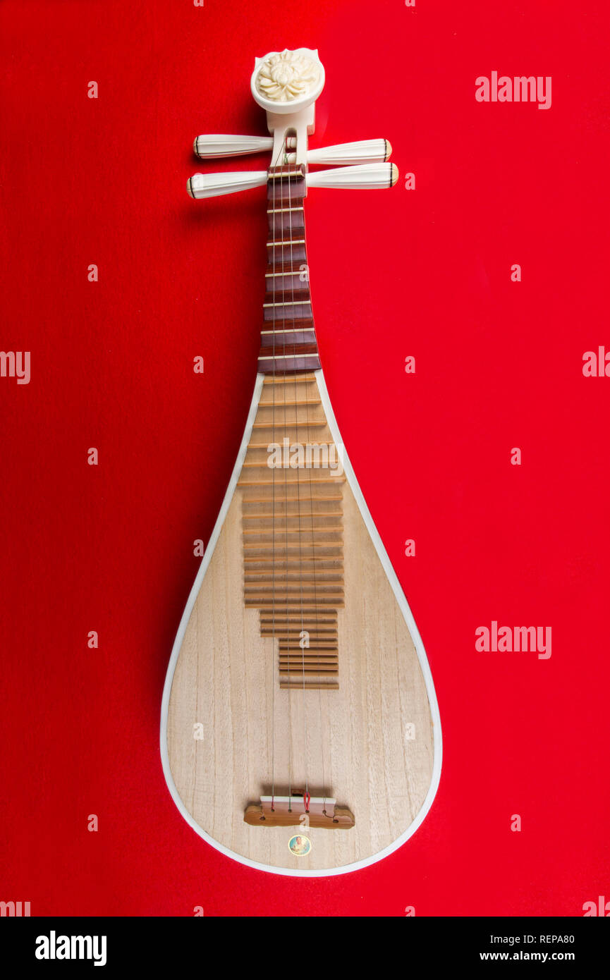 Pipa Chinese guitar four stringed lute with 30 frets and pear