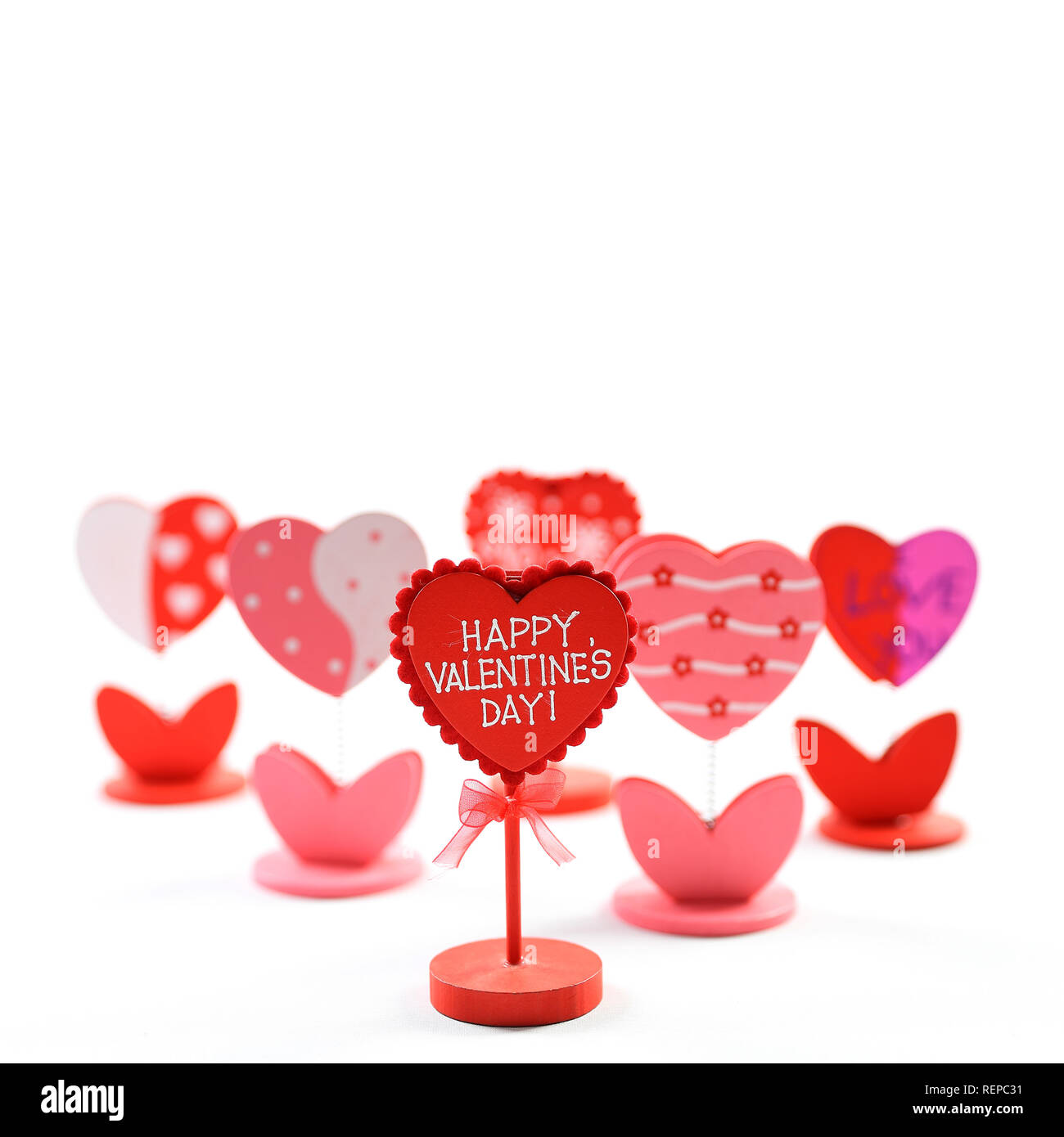 Heart Shaped Happy Valentine S Day Note Holder On Isolated White Background Stock Photo Alamy