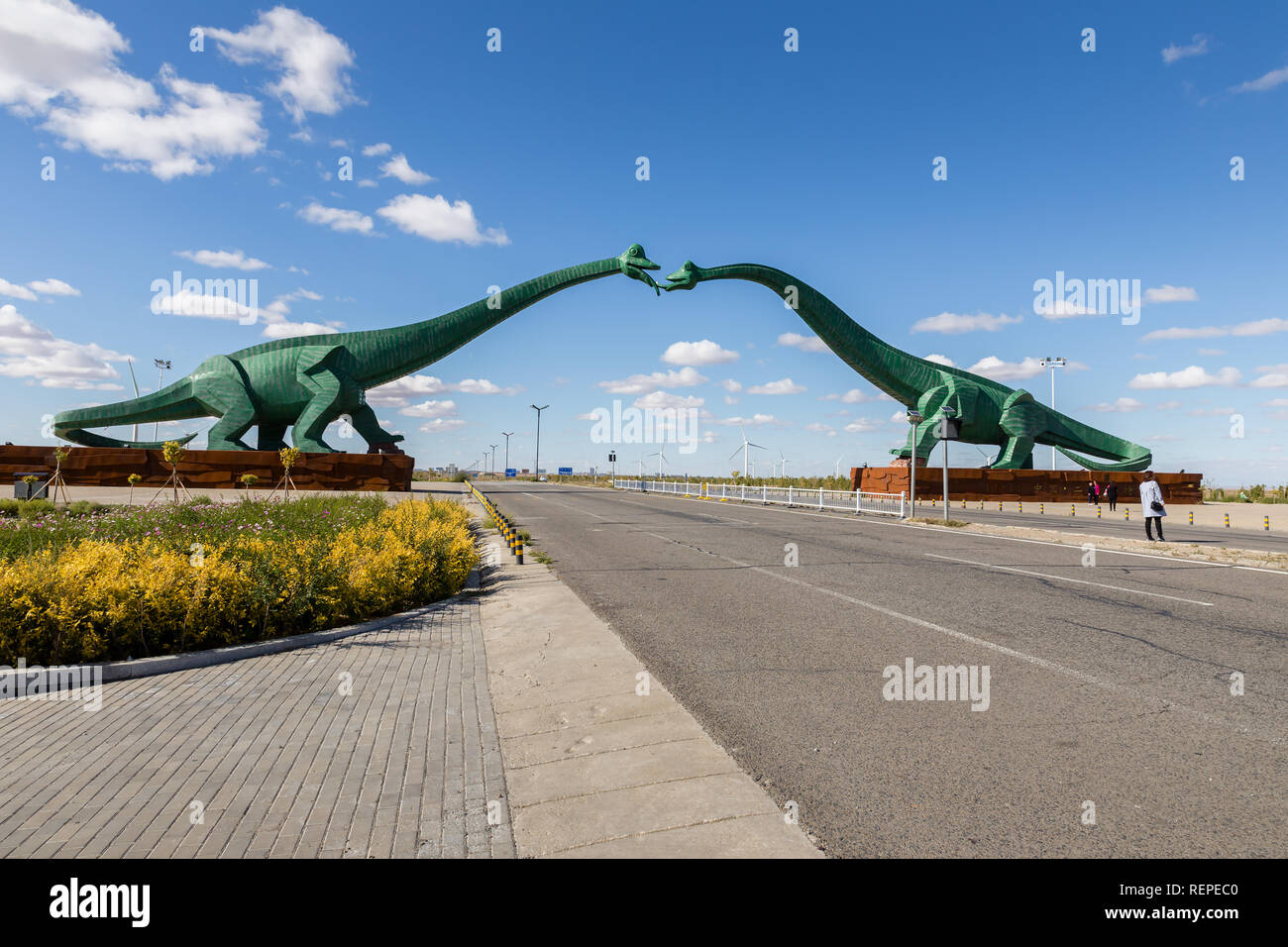 Erenhot, Inner Mongolia, China September 23, 2018 Two green kissing