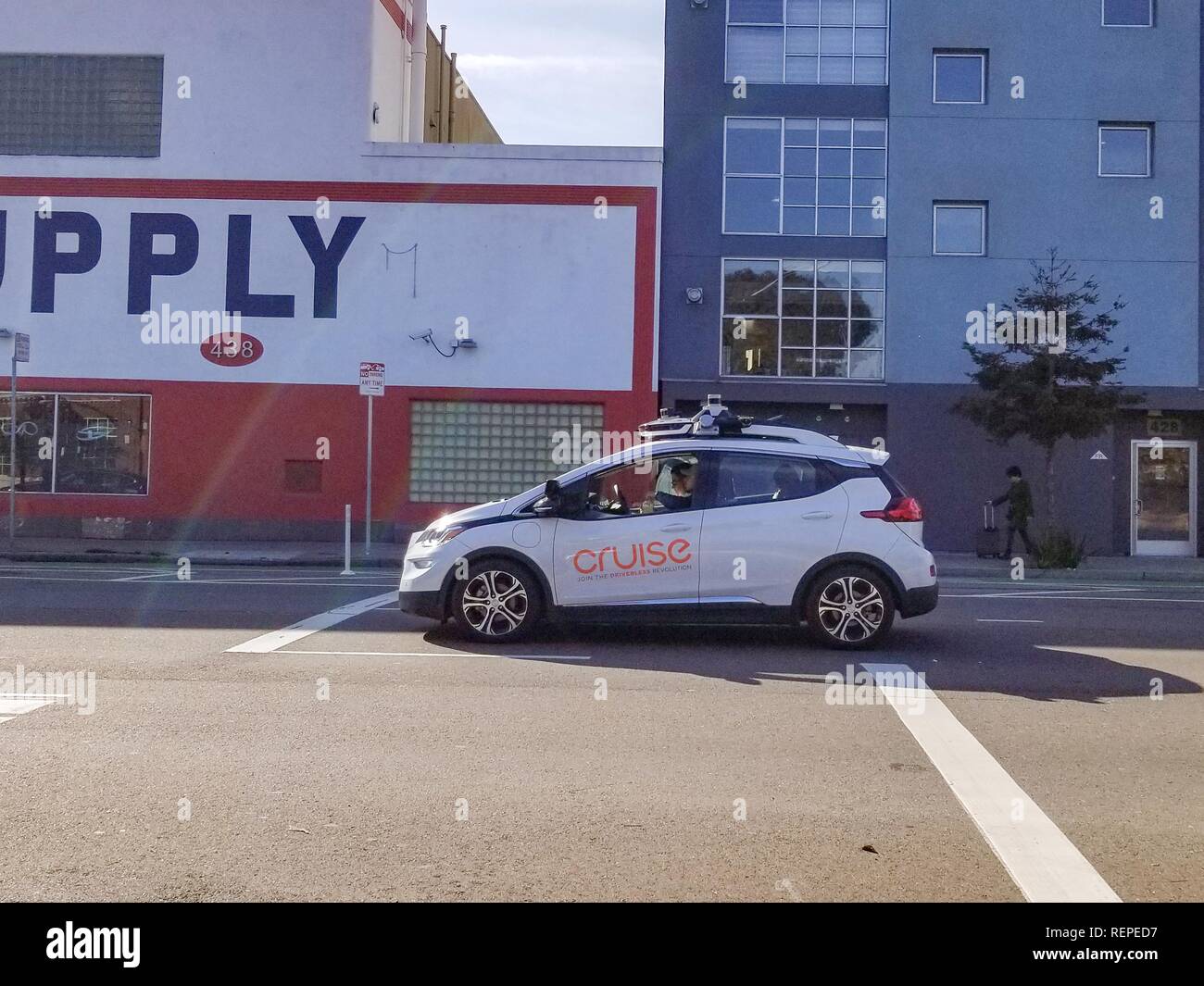 Side View Of Cruise Self Driving Car From General Motors With