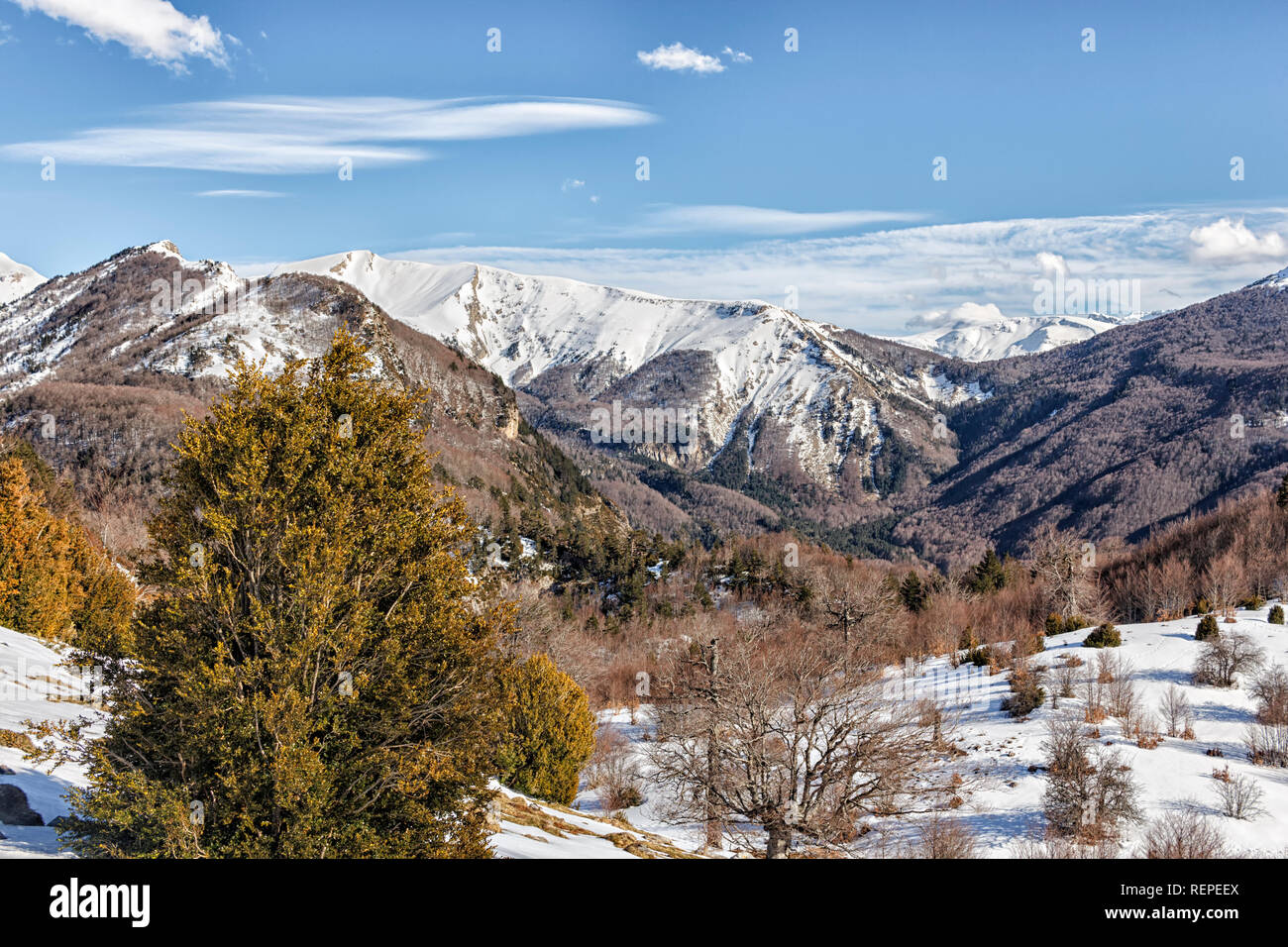 snowy landscape in the north of spain Stock Photo