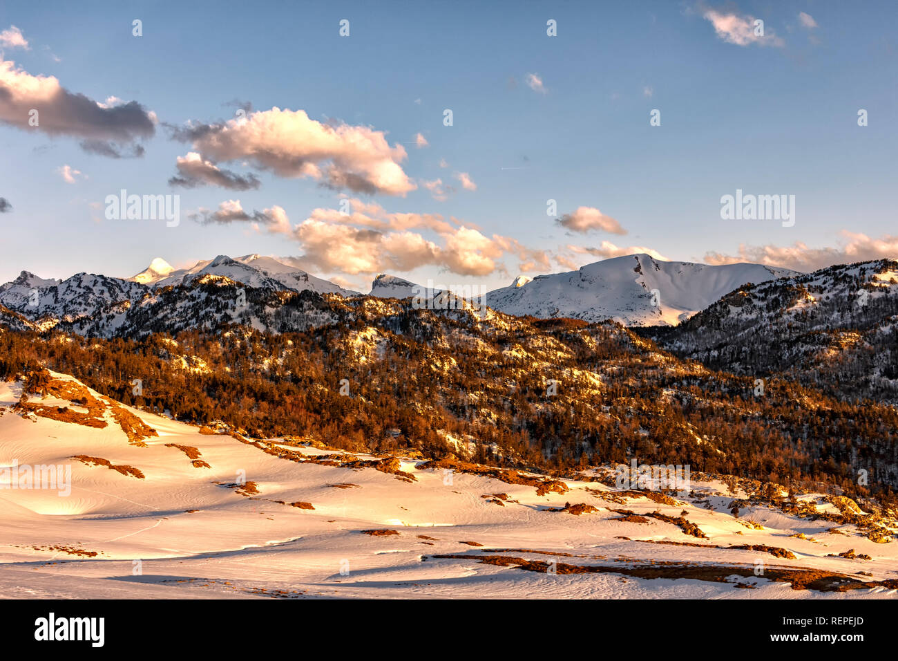 snowy landscape in the north of spain Stock Photo