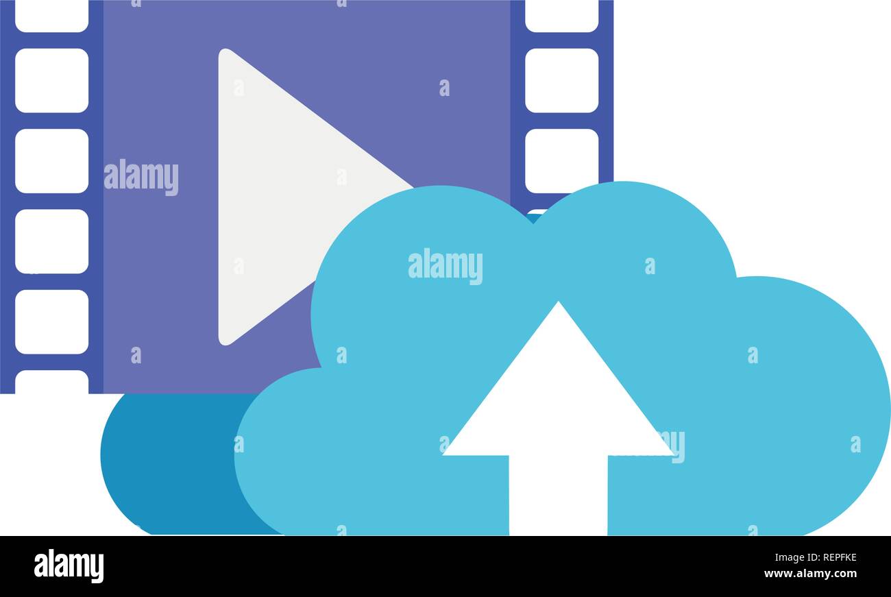 download cloud with objects isolated icon Stock Vector