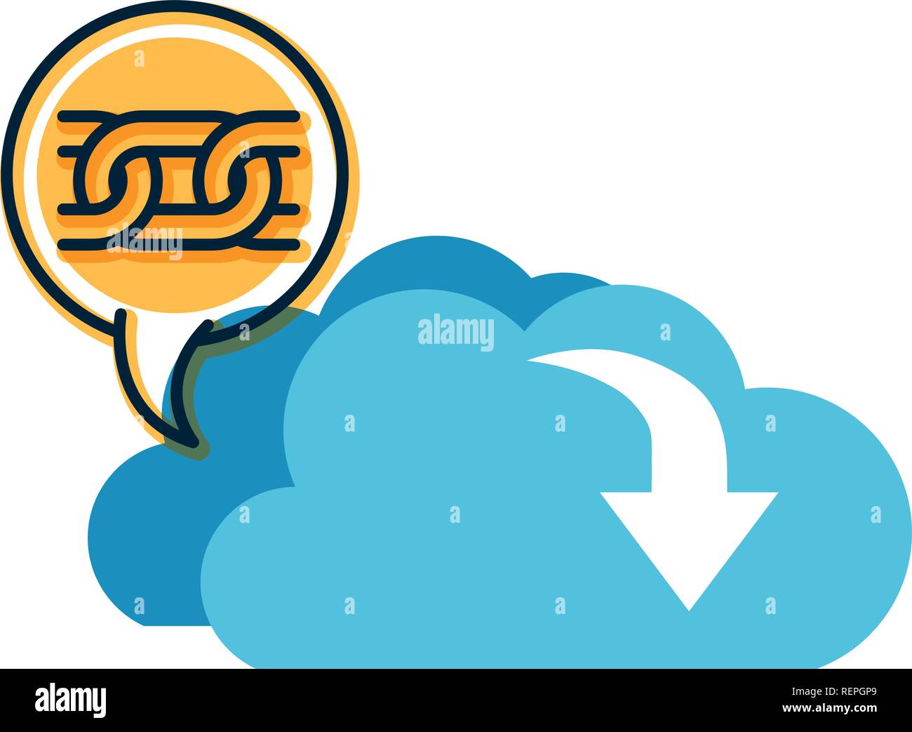 download cloud with objects isolated icon Stock Vector