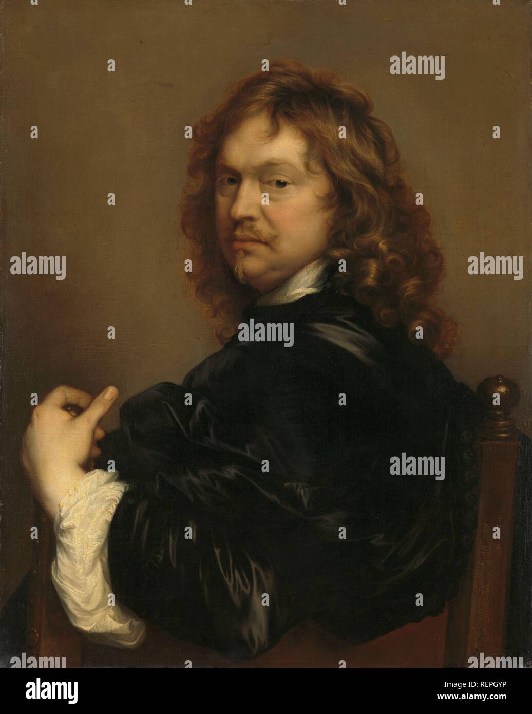 Self Portrait. Dating: 1656. Measurements: h 81.5 cm × w 64 cm; d 6.5 cm. Museum: Rijksmuseum, Amsterdam. Author: Adriaen Hanneman. Stock Photo