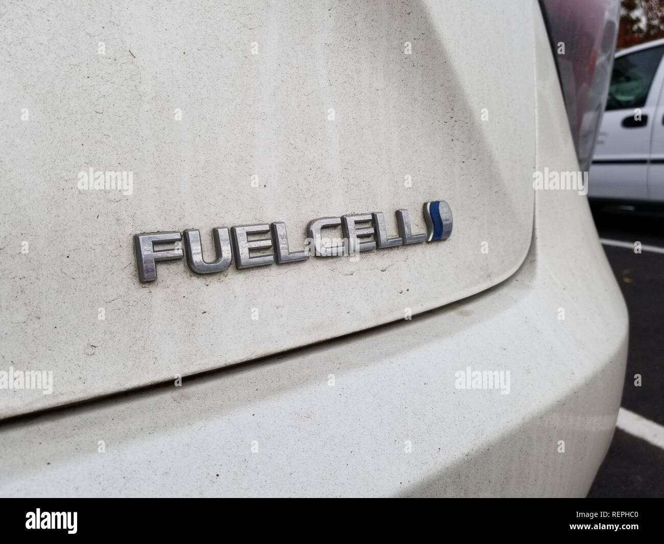 Hydrogen powered fuel cell electric vehicle hires stock photography