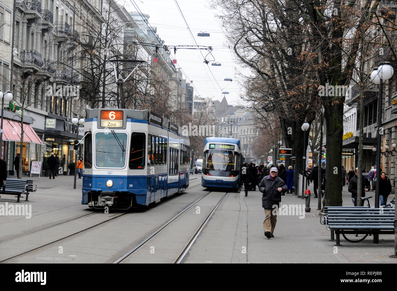 One of Zurich's main shopping streets, Bahnhofstrasse, Switzerland
