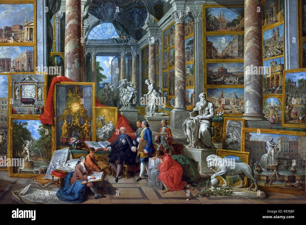 Gallery of Views of Modern Rome  1759  by Giovanni Paolo PANINI. (Piacenza 1691 – Rome 1765), Italy, Italian, Stock Photo