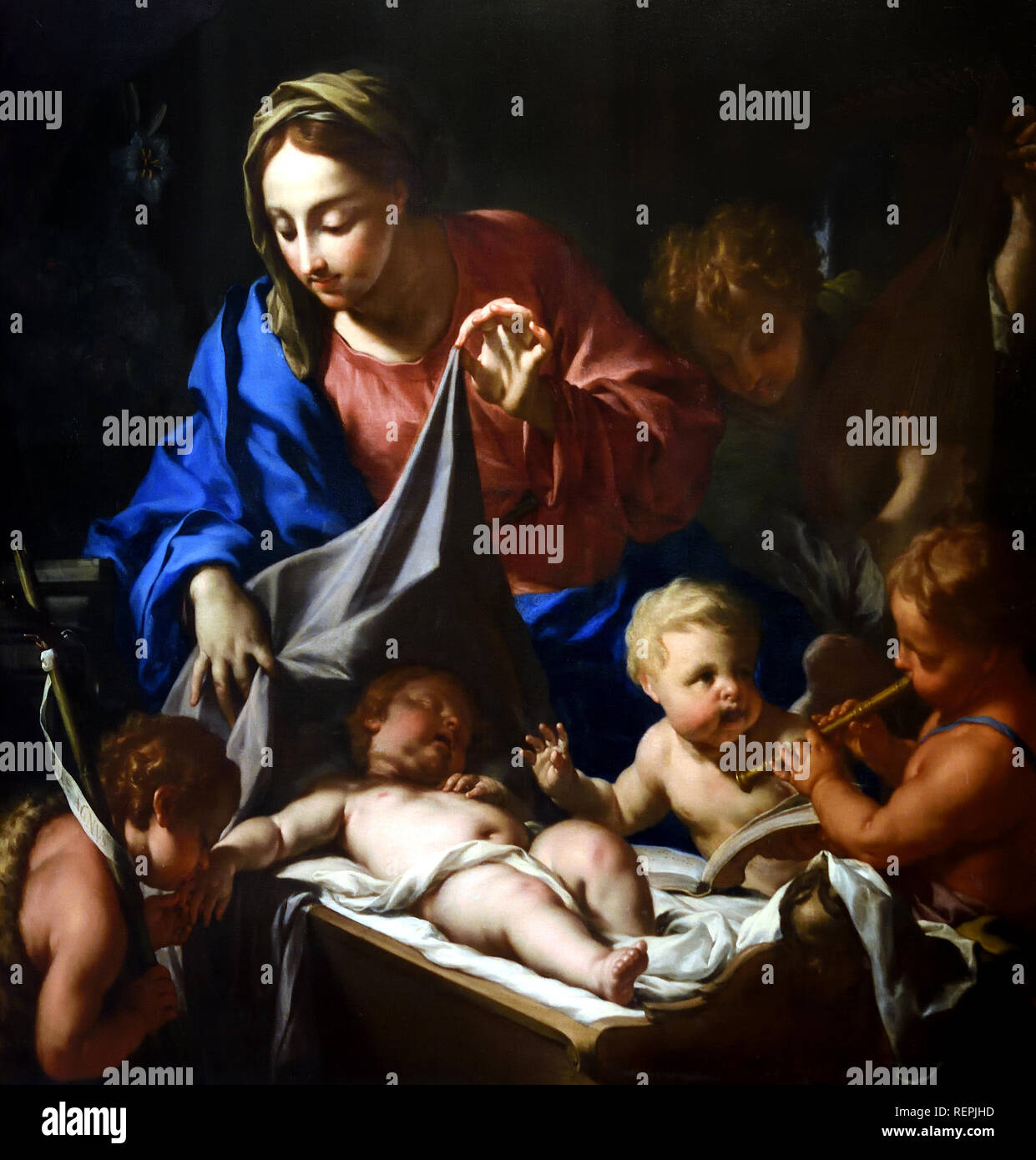 The Sleep of the Infant Jesus 1709 by  Francesco TREVISANI (Capodistria, 1656 – Rome, 1746), Italy, Italian, Stock Photo