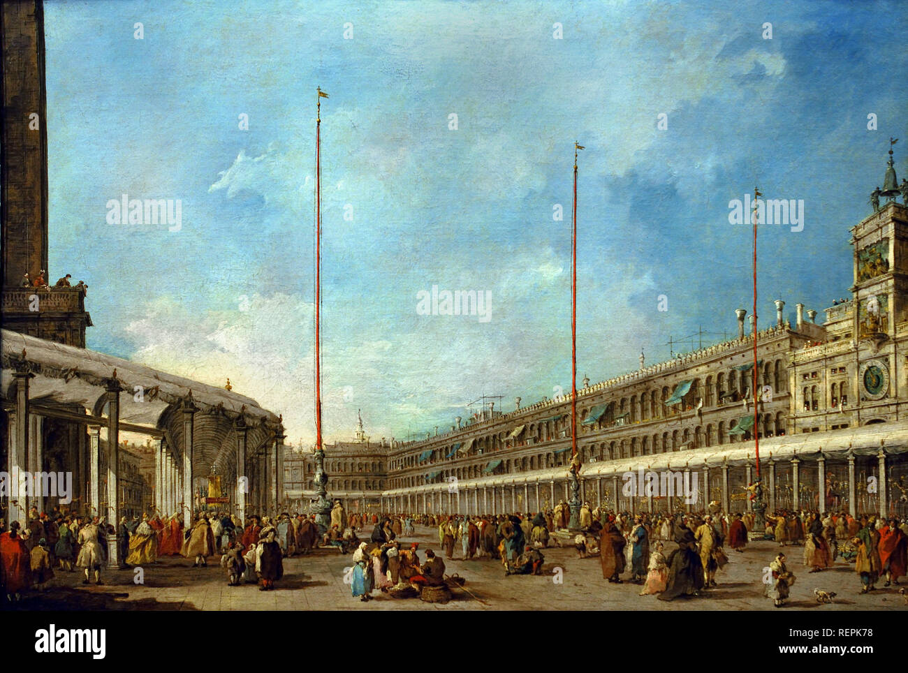 The Doge of Venice Follows the Corpus Domini Procession in the Piazza San Marco  c. 1775–80  by Francesco GUARDI, 1712 – 1793, Venice, Venetian, Italy, Italian, Stock Photo