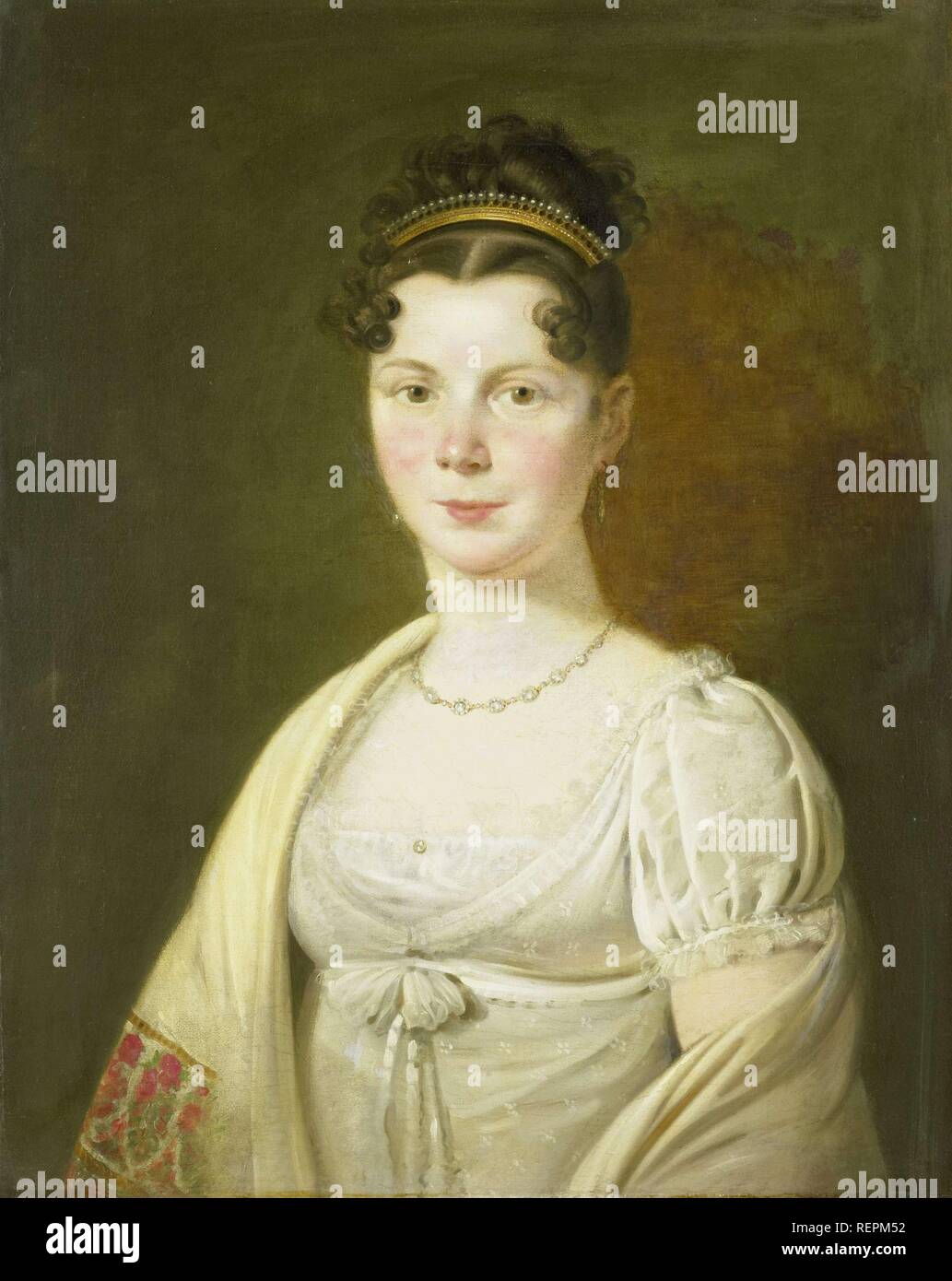 Portrait of Wilhelmina Maria Haack (1786-1857), fourth Wife of Gerrit Verdooren. Dating: 1814 - 1820. Measurements: h 72.5 cm × w 58.5 cm; d 8.4 cm. Museum: Rijksmuseum, Amsterdam. Author: Adriaan de Lelie. Stock Photo
